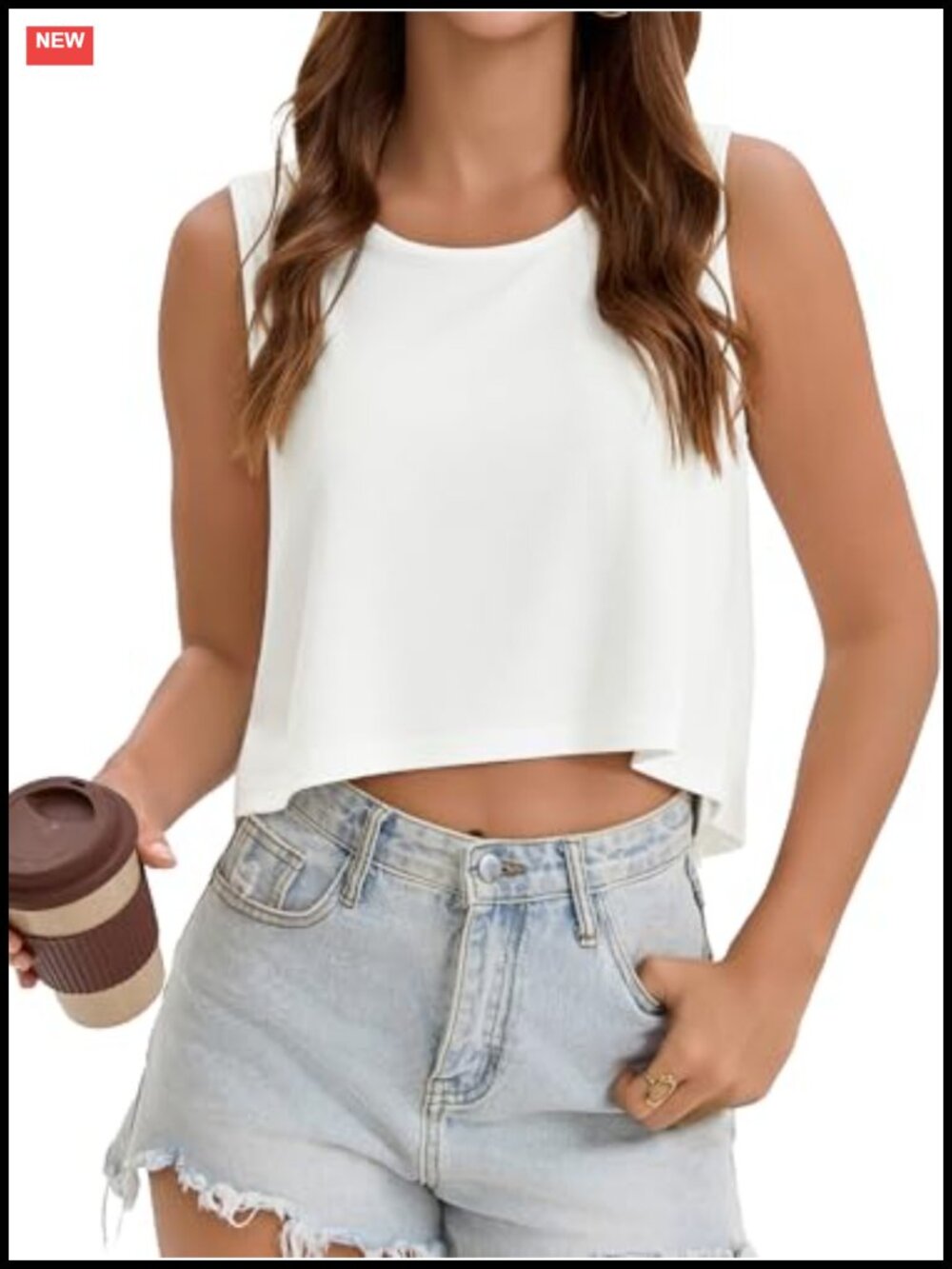 Womens Cropped Tank Top High Low Hem Sleeveless Flowy Loose Fit